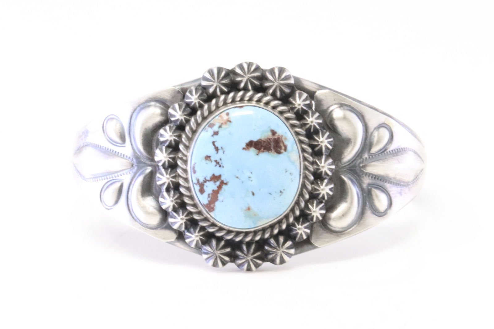 Native American Navajo Sterling Silver Golden Hills Turquoise Bracelet By R.D. (1 of 4)