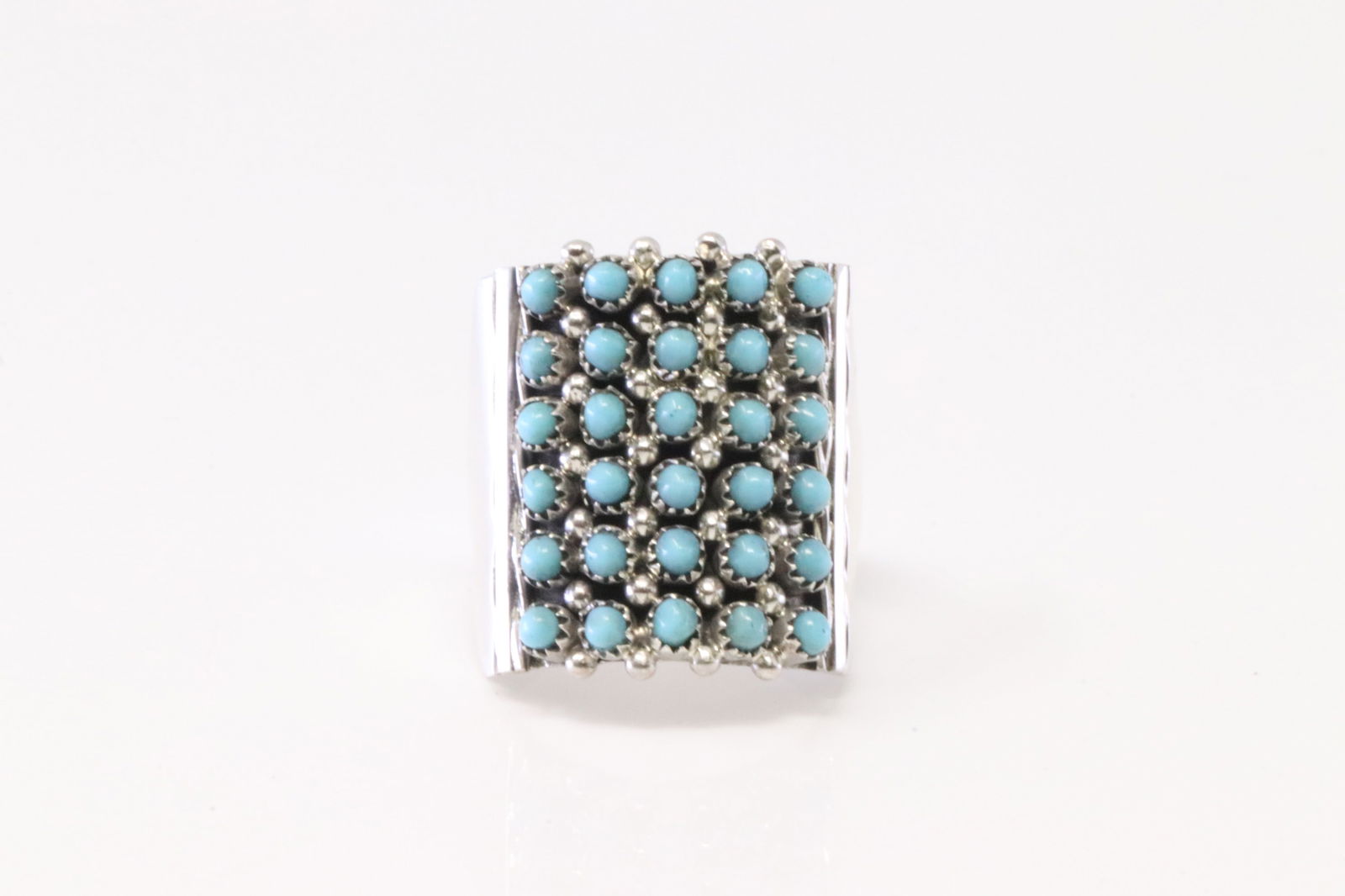 Native American Zuni Sterling Silver Turquoise Ring By S.Haloo. (1 of 4)