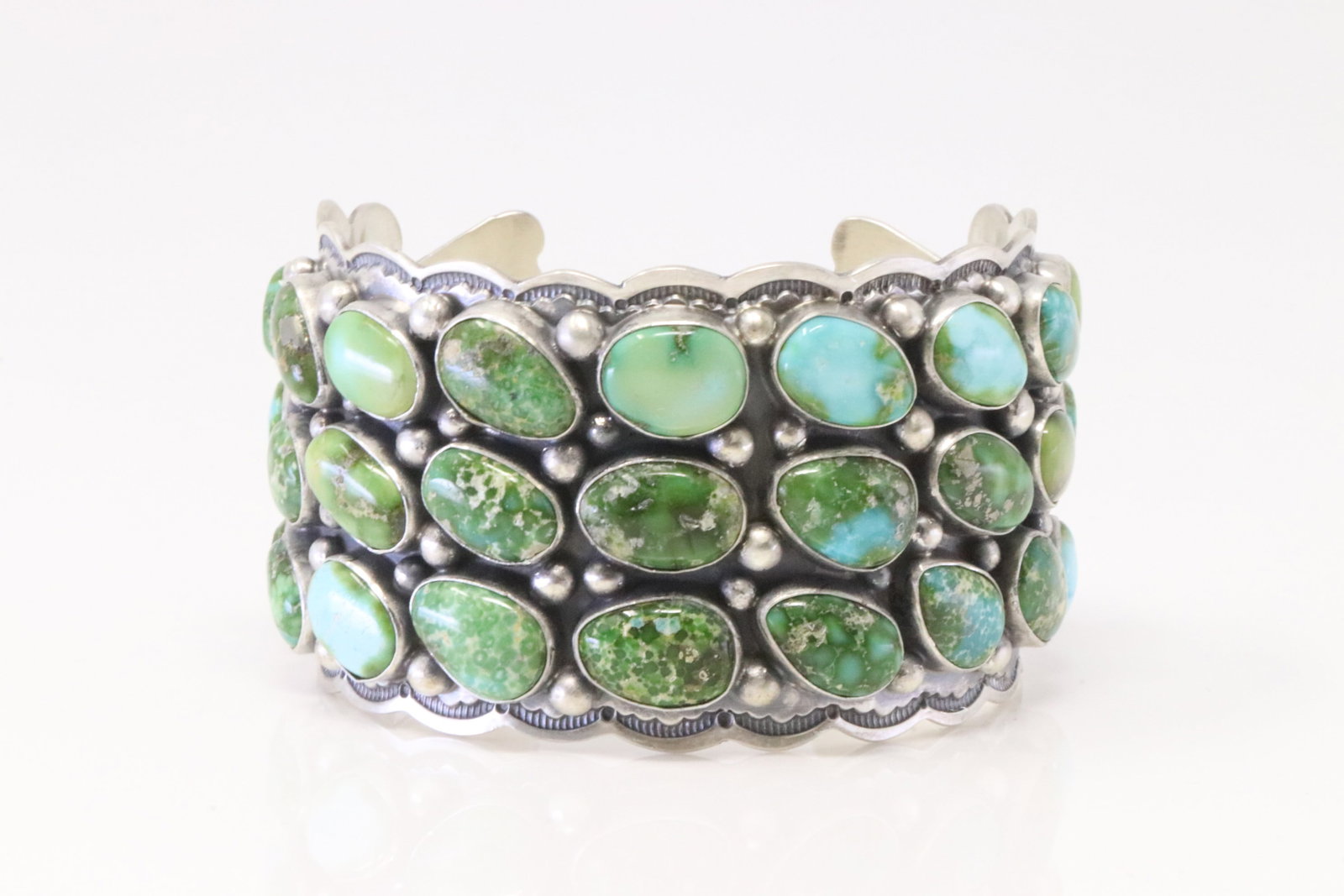 Native America Navajo Sterling Silver Sonora Gold Turquoise Bracelet Cuff By Tom Lewis.: This is a Native America Navajo Sterling Silver Sonora Gold Turquoise Bracelet Cuff By Tom Lewis.