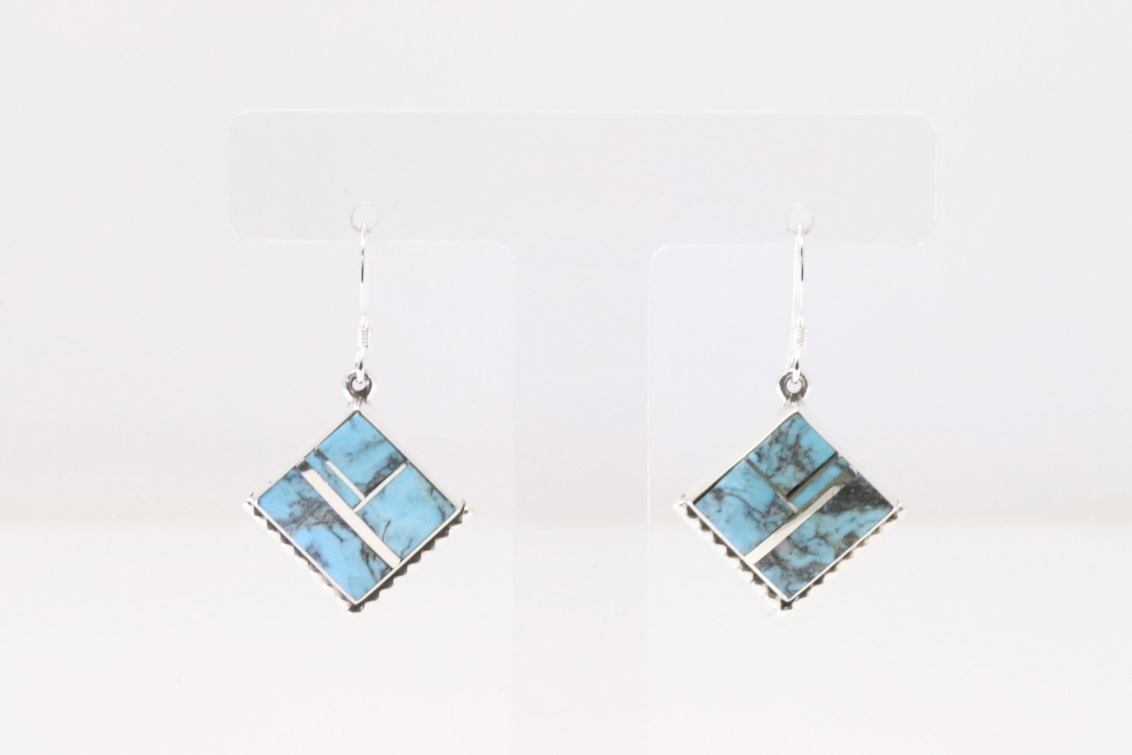 Native America Navajo Sterling Silver Turquoise Inaly Dangling Earring's By James Manygoats.: This is a Native America Navajo Sterling Silver Turquoise Inaly Dangling Earring's By James Manygoats.