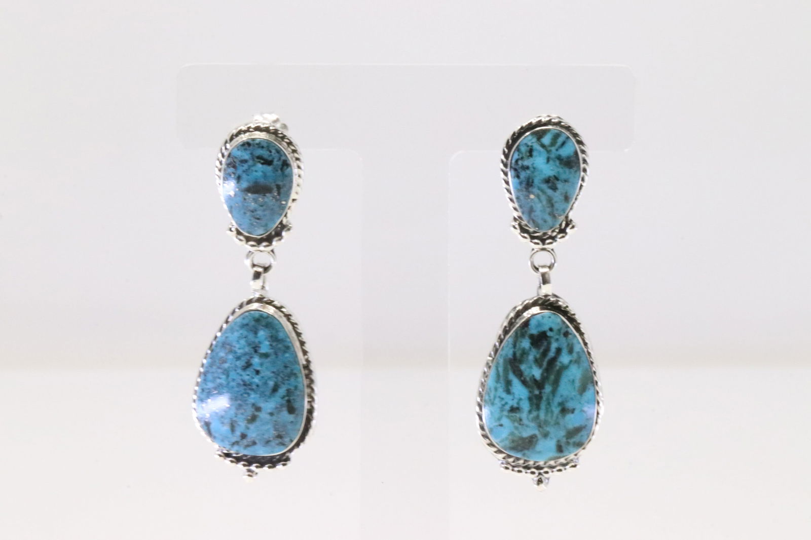 Native America Navajo Sterling Silver Turquoise Post / Dangling Earring's By Mike Smith.: This is a Native America Navajo Sterling Silver Turquoise Post / Dangling Earring's By Mike Smith.