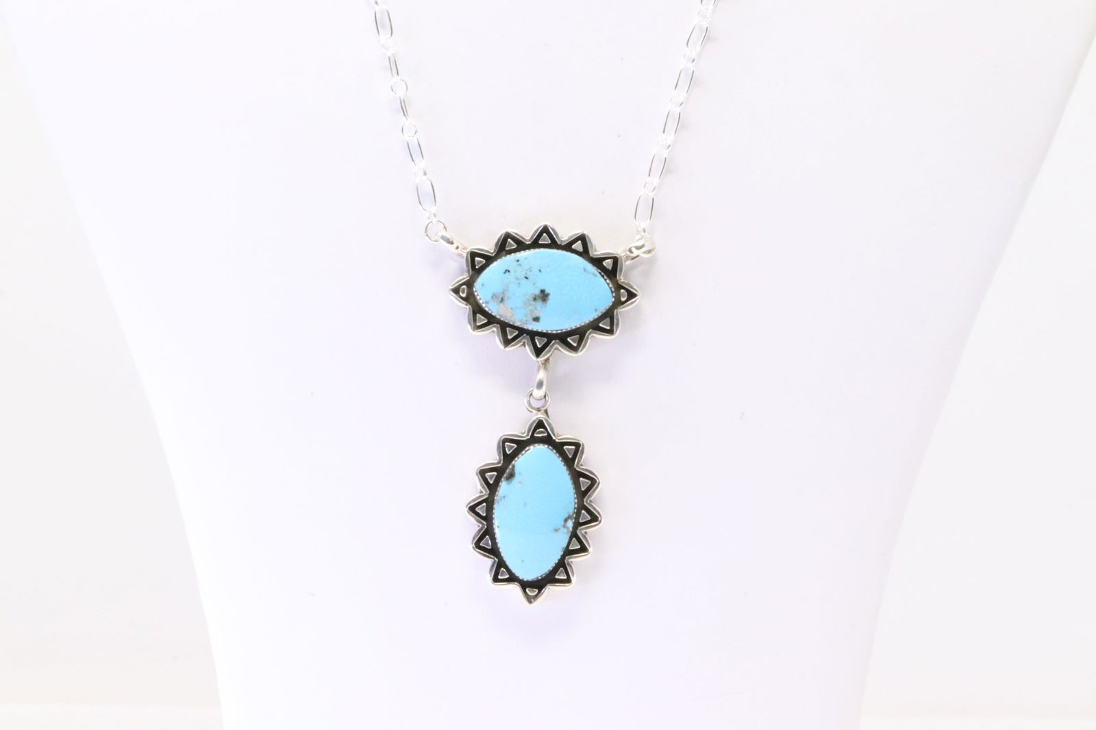 Native America Navajo Sterling Silver Turquoise Necklace By Marie Jones. (1 of 4)