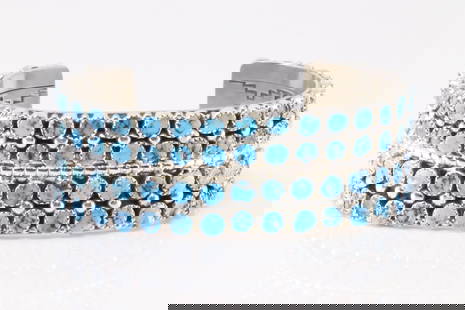Native America Navajo Sterling Silver Turquoise Bracelet Cuff By M.H.: This is a Native America Navajo Sterling Silver Turquoise Bracelet Cuff By M.H.