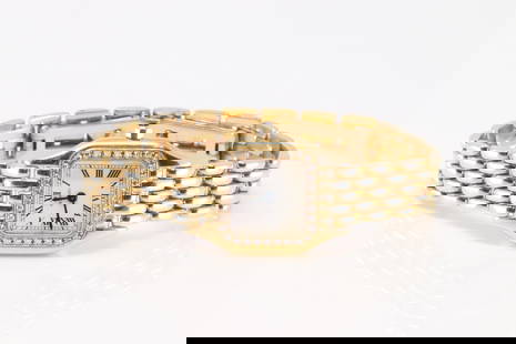 Movado Diamond Watch 14Kt.: Ladies 14Kt Yellow Gold Movado Diamond & Sapphire Watch. Watch has 32 round Diamonds with Sapphire on the side and sapphire glass. Watch Water Resistant. Total weight: 33.90 Grams.