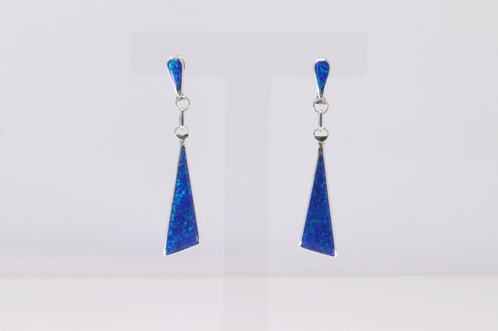 Native America Zuni Sterling Silver Synthetic Opal Post / Dangling Earring's By Angela Gasper. (1 of 4)