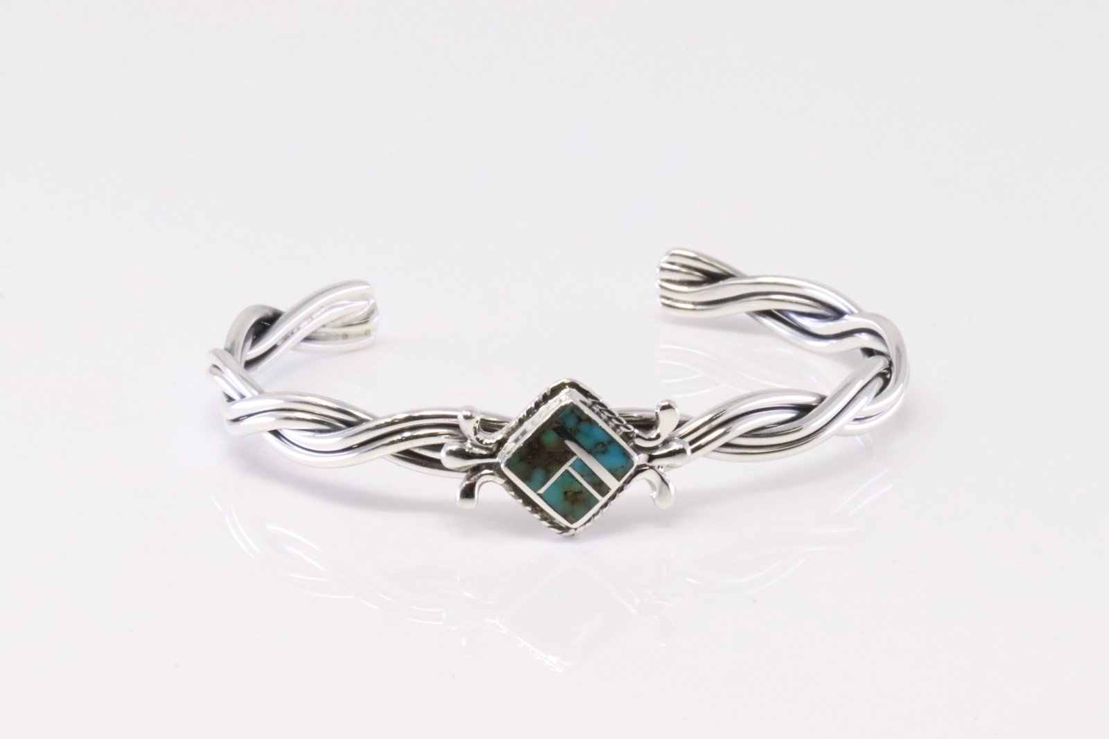 Native America Navajo Sterling Silver Turquoise Bracelet Cuff By James Manygoats.: This is a Native America Navajo Sterling Silver Turquoise Bracelet Cuff By James Manygoats.