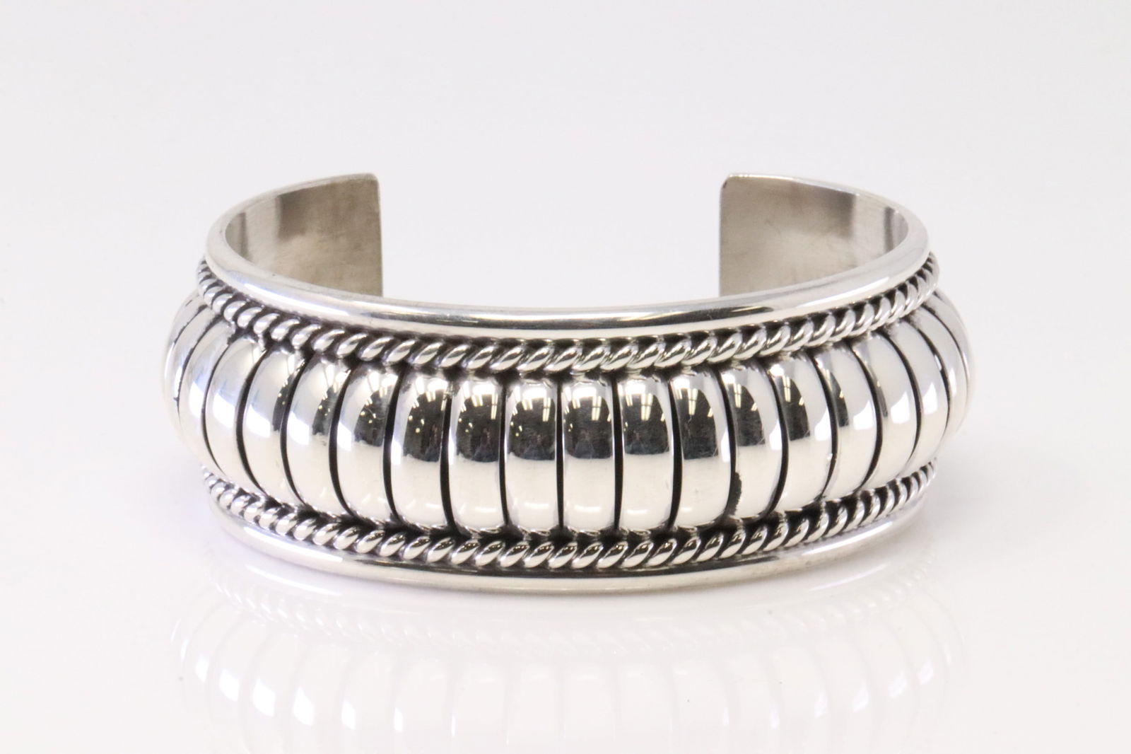 Native American Navajo Sterling Silver Bracelet Cuff By Thomas Charley. (1 of 4)