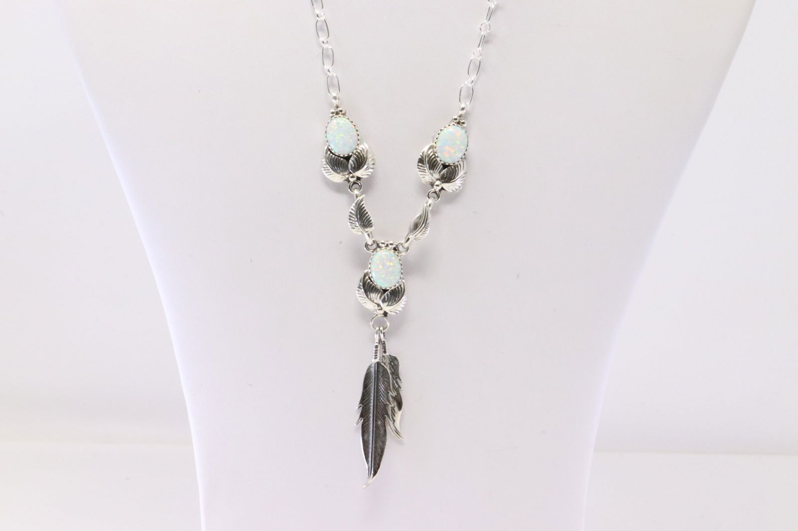 Native America Navajo Sterling Silver Synthetic Opal Necklace By Verley Betone. (1 of 4)
