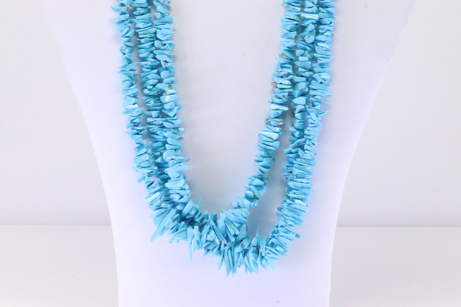 Sterling Silver 3 Strand Turquoise Necklace. (1 of 4)