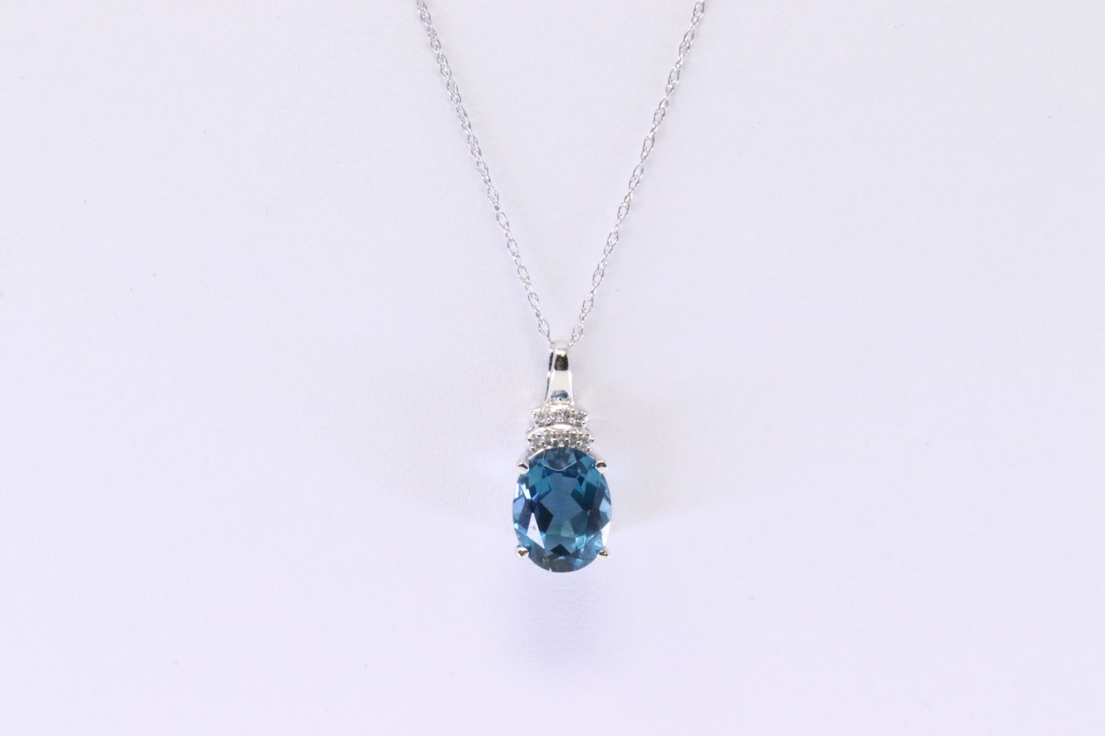 Blue Topaz & Diamond Pendant / Necklace. (1 of 4)