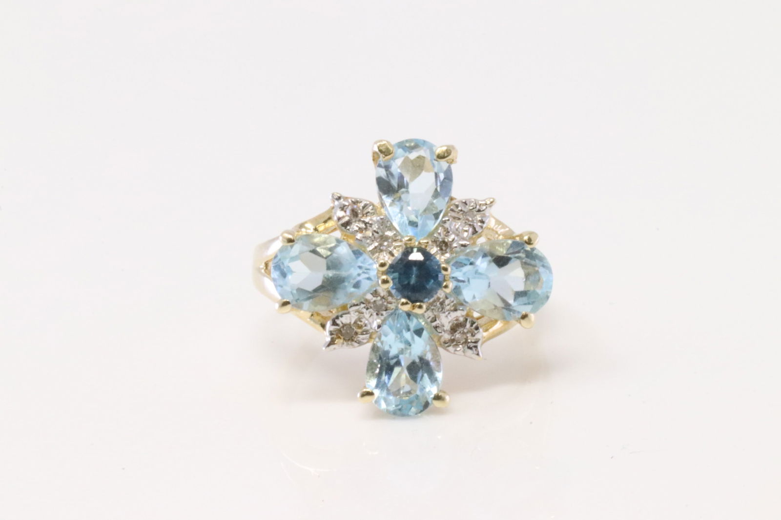 Blue Topaz & Diamond Ring 14Kt. (1 of 4)