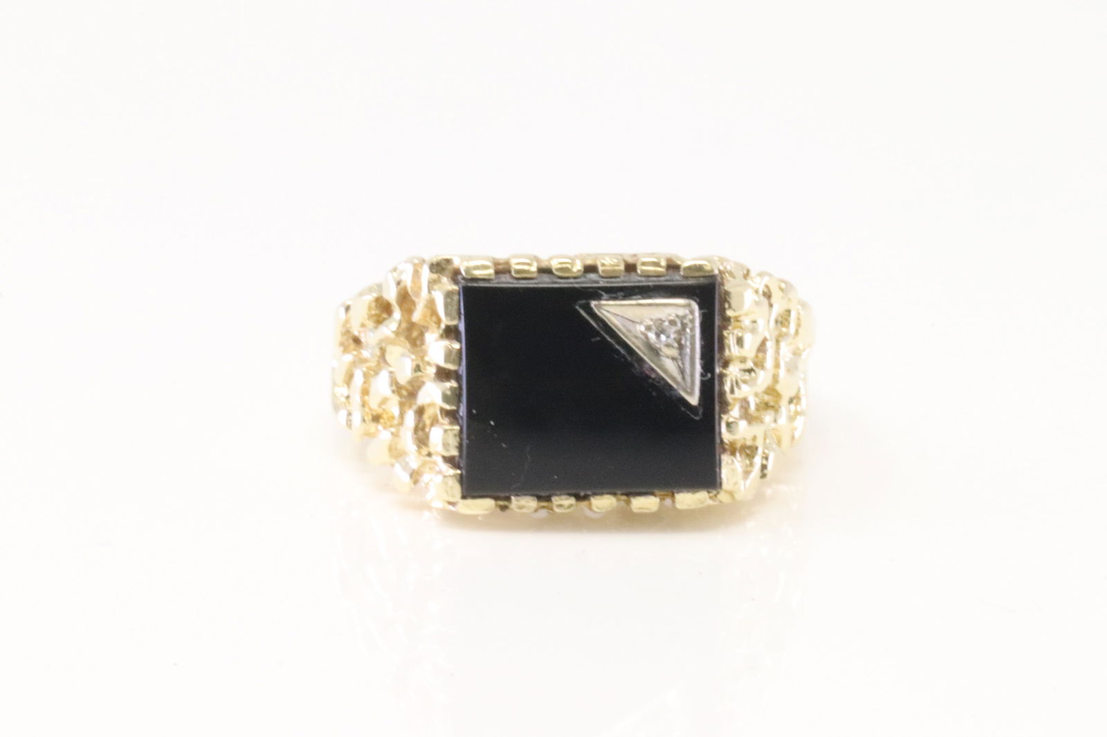 Black Onyx & Diamond Ring 14Kt. (1 of 4)