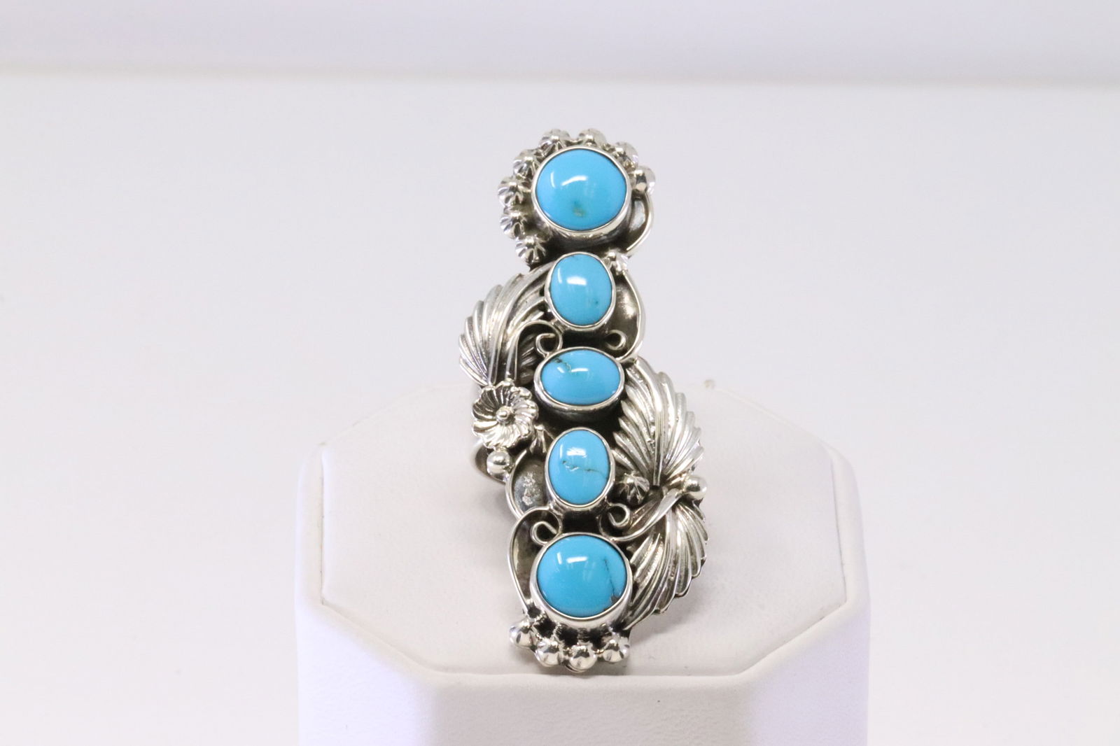 Native America Navajo Sterling Silver Turquoise Ring By Gilbert Smith. (1 of 4)