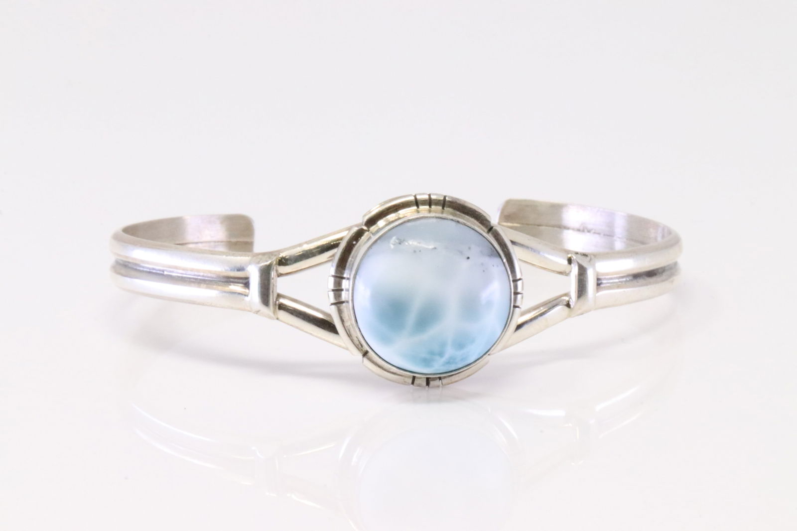 Native America Navajo Sterling Silver Larimar Bracelet Cuff By S.E. (1 of 4)