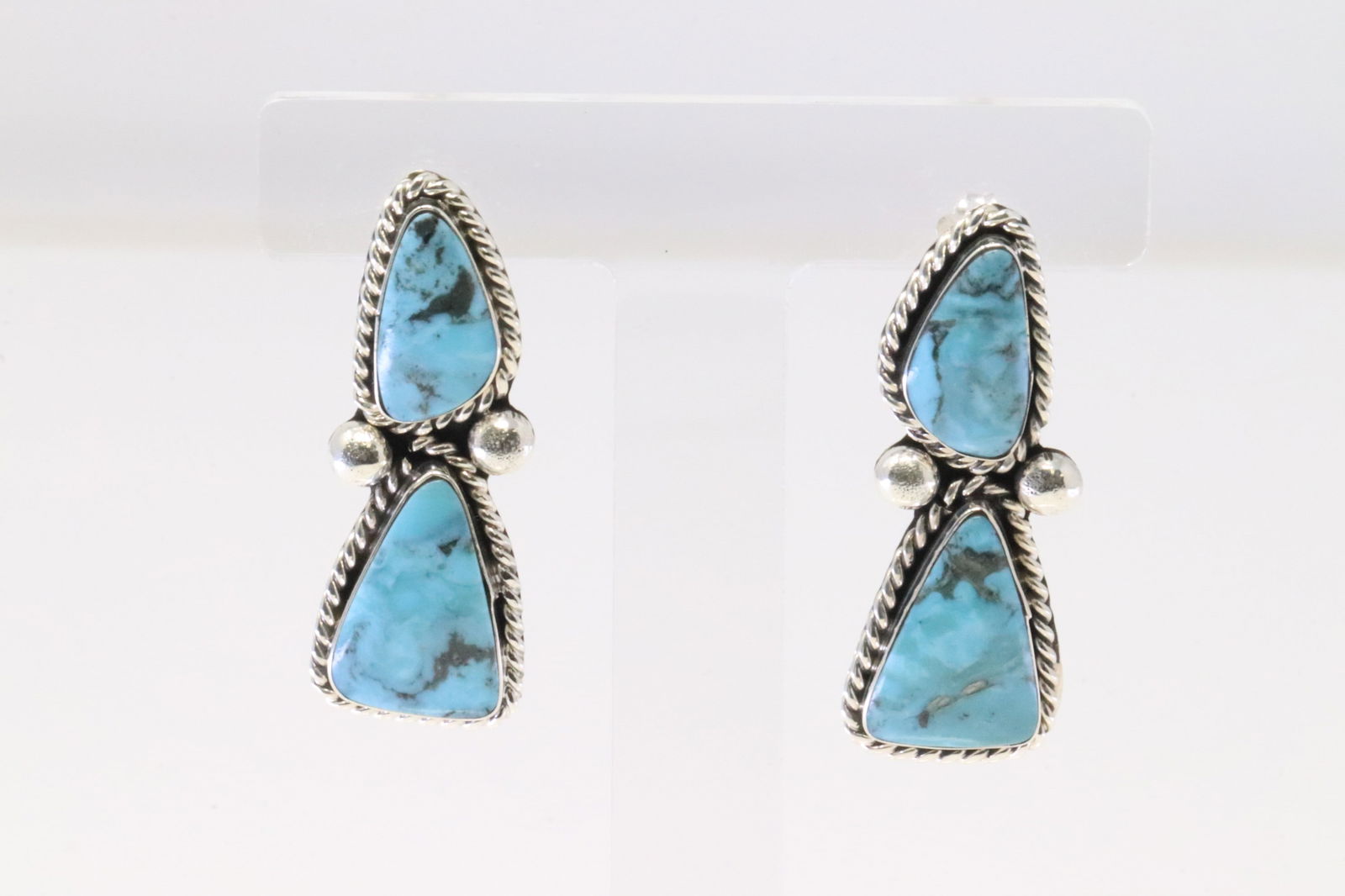 Native America Navajo Sterling Silver Turquoise Post Earring's By Daniel Dakai. (1 of 4)