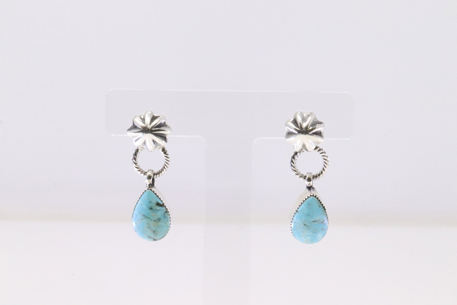 Native America Navajo Sterling Silver Turquoise Post Earring's By Sheena Jack.: This is a Native America Navajo Sterling Silver Turquoise Post Earring's By Sheena Jack.