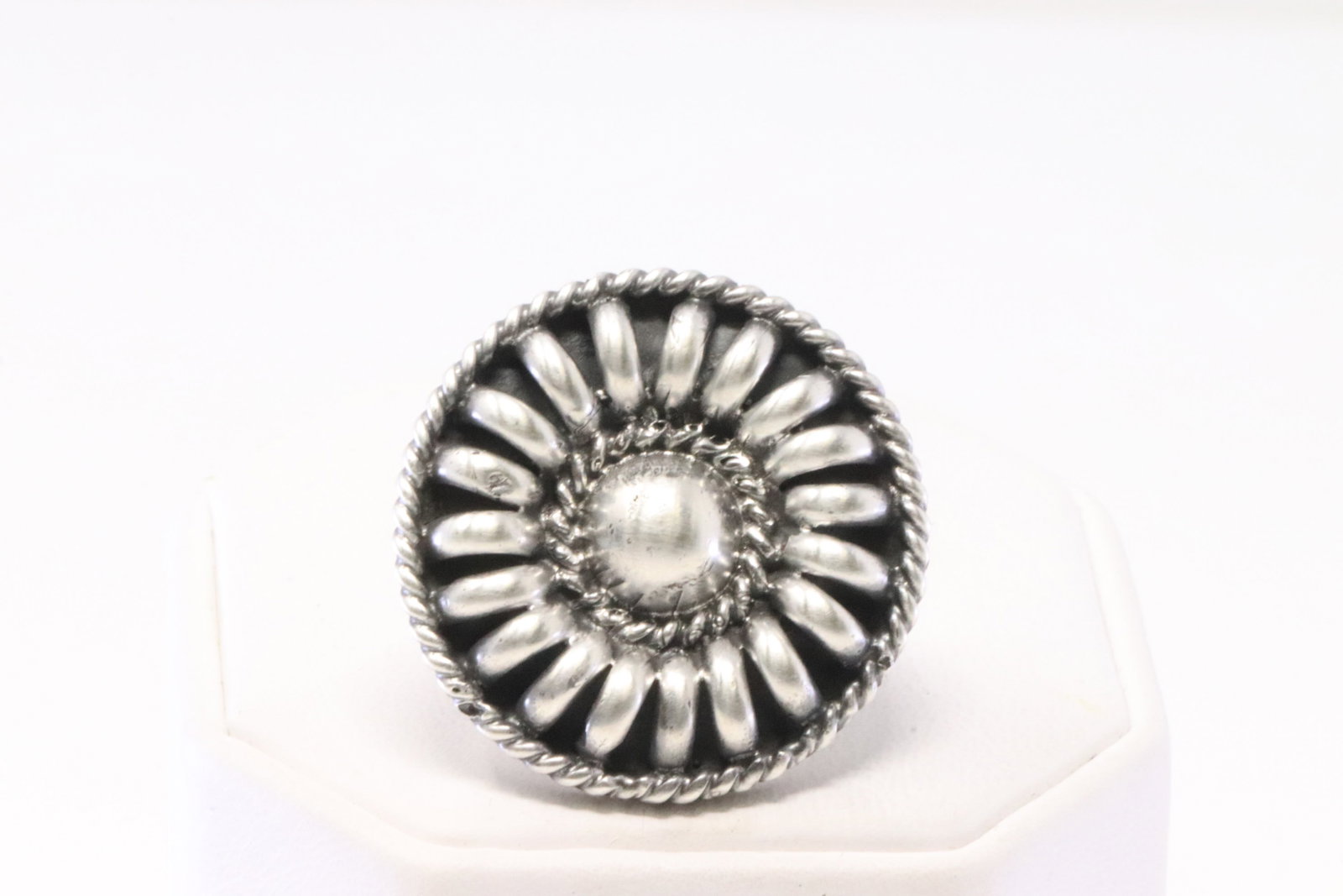 Native America Navajo Sterling Silver Stamped Ring By Manuel Johnson.: This is a Native America Navajo Sterling Silver Stamped Ring By Manuel Johnson. Ring size: 6.50.
