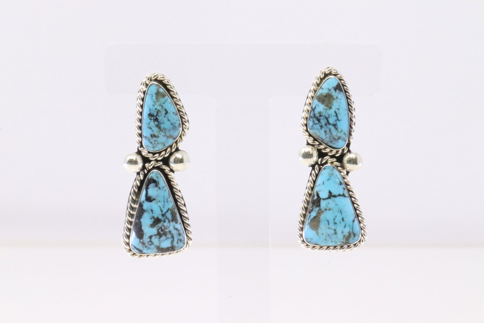 Native America Navajo Sterling Silver Turquoise Post Earring's By Daniel Dakai.: This is a Native America Navajo Sterling Silver Turquoise Post Earring's By Daniel Dakai.
