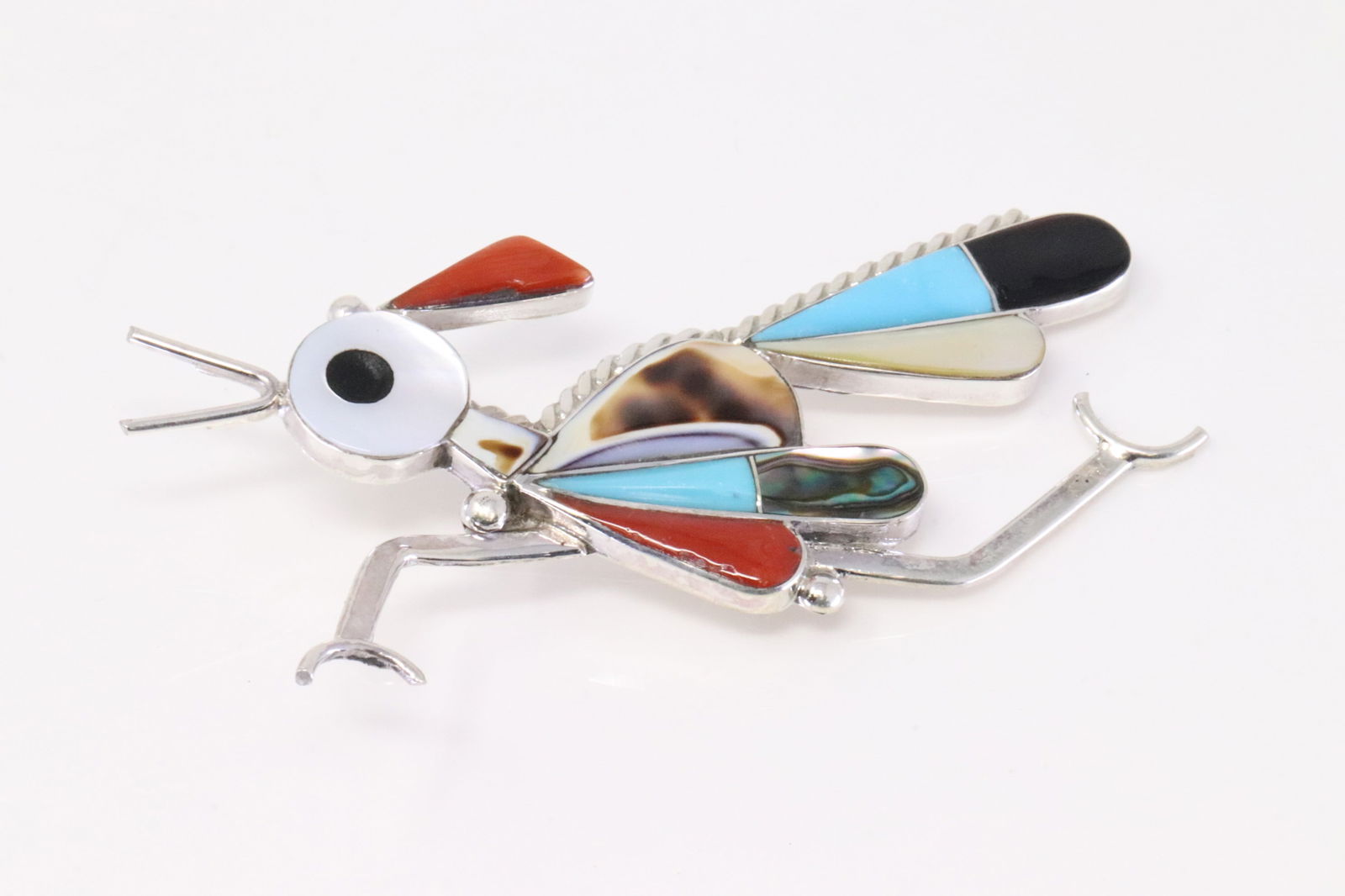 Native America Zuni Sterling Silver Multi-Color Stpone Roadrunner Pin / Pendant By K.E. (1 of 3)