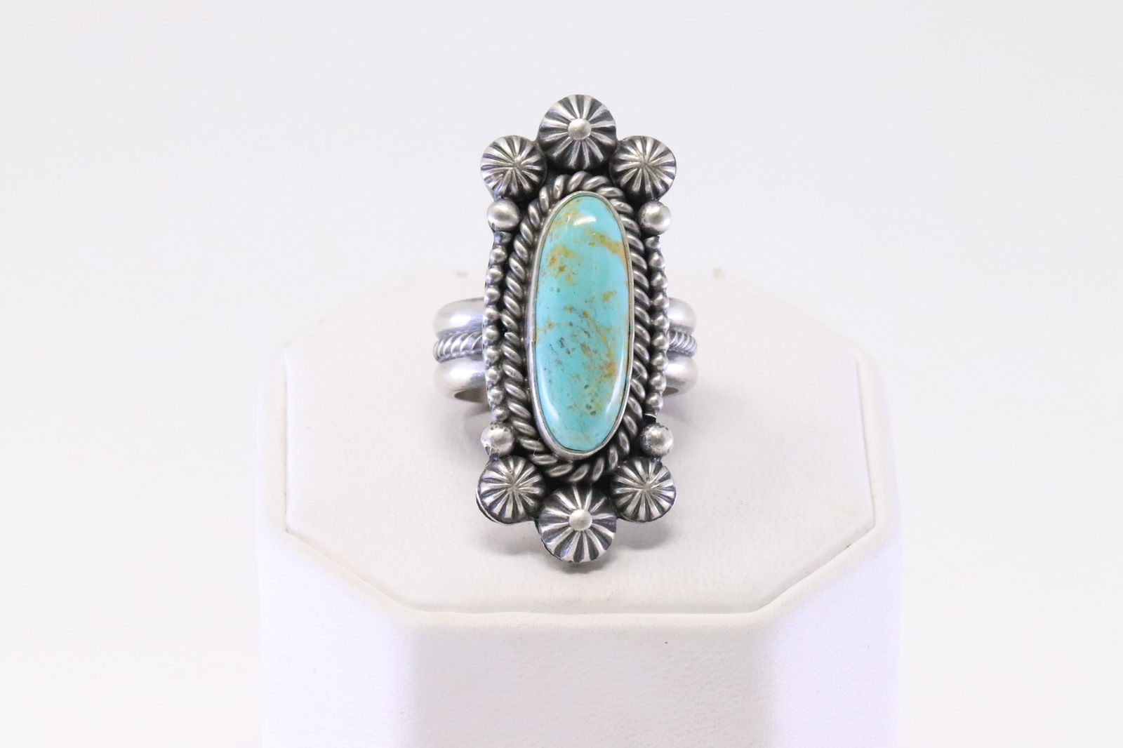 Native America Navajo Sterling Silver Turquoise Ring By M.C. (1 of 4)