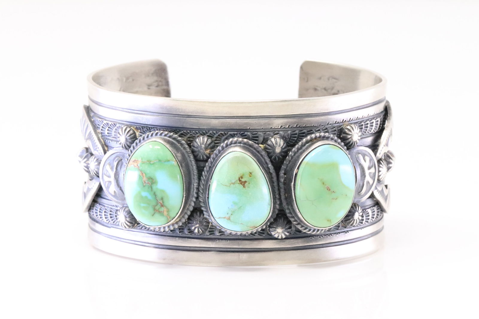 Native America Navajo Sterling Silver Sonora Gold Turquoise Bracelet Cuff By Gilber Ten. (1 of 4)