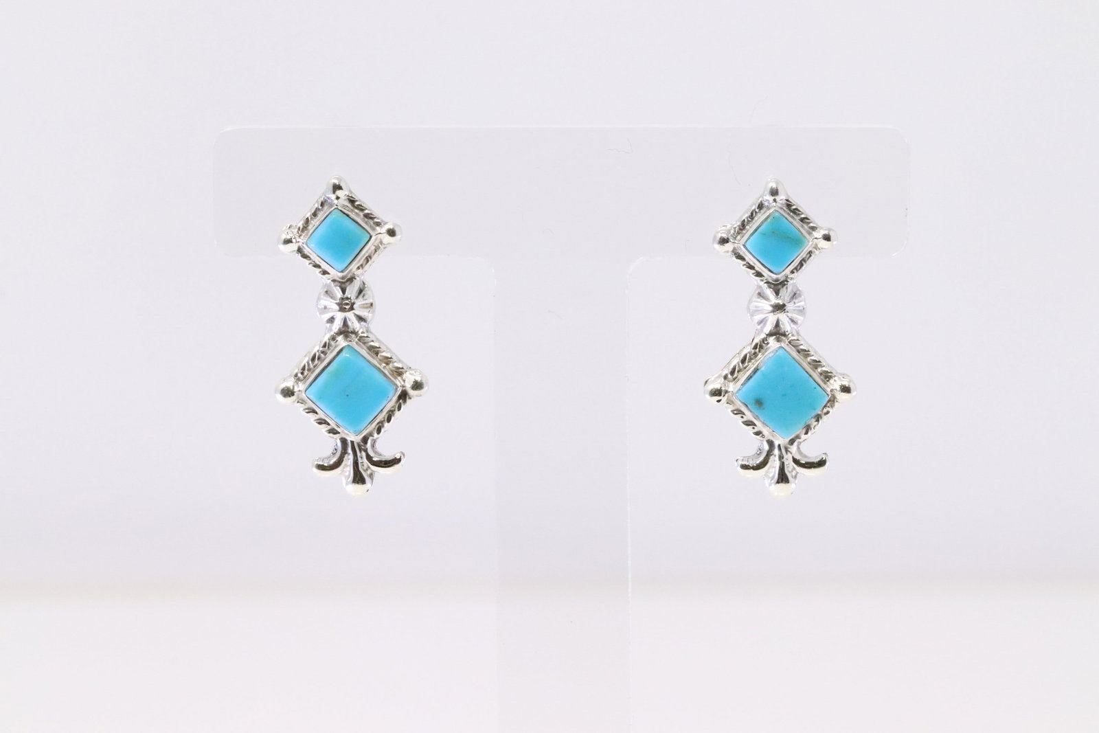 Native America Navajo Sterling Silver Turquoise Post Earring's By Sadie Jim.: This is a Native America Navajo Sterling Silver Turquoise Post Earring's By Sadie Jim.