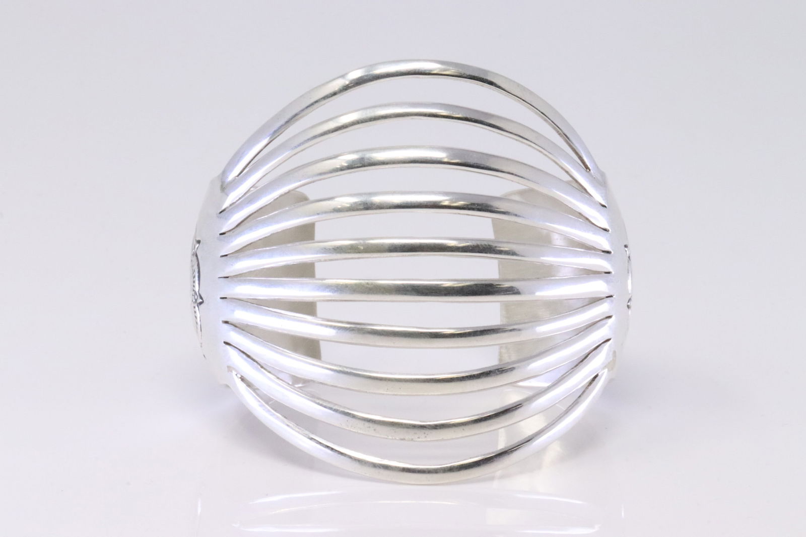 Native American Navajo Sterling Silver Solid Bracelet Cuff By G.S. (1 of 4)