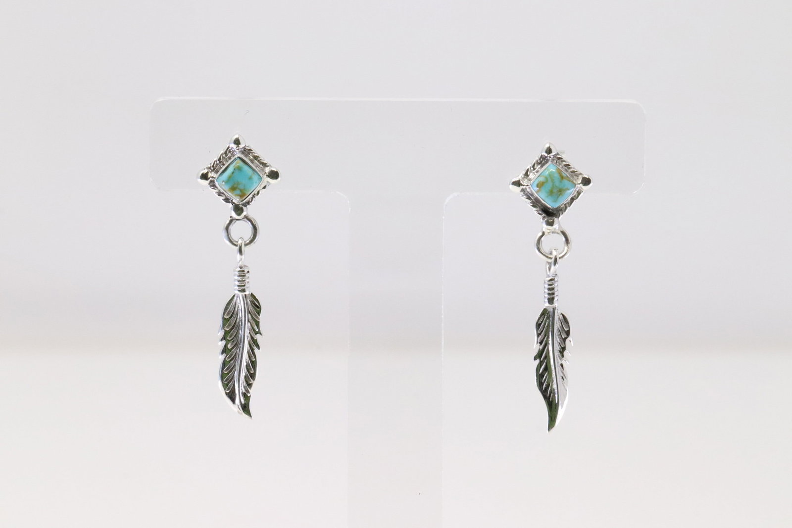 Native America Navajo Sterling Silver Turquoise Post Earring's By Sadie Jim.: This is a Native America Navajo Sterling Silver Turquoise Post Earring's By Sadie Jim.