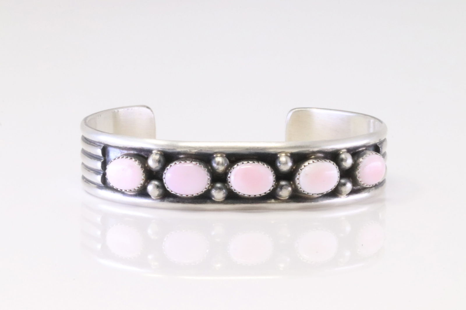 Native America Navajo Sterling Silver Pink Concho Bracelet Cuff By Paul Largo. (1 of 4)