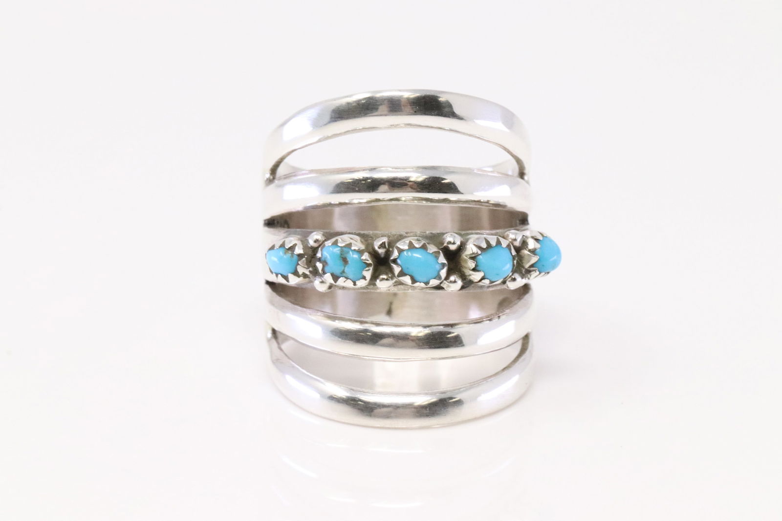 Native America Navajo Sterling Silver Turquoise Ring By G.S. (1 of 4)