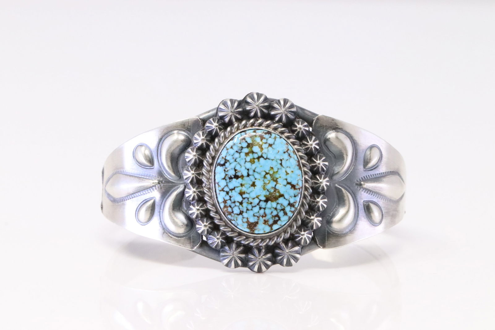 Native America Navajo Sterling Silver Turquoise Bracelet Cuff By Ray Delgarito. (1 of 4)