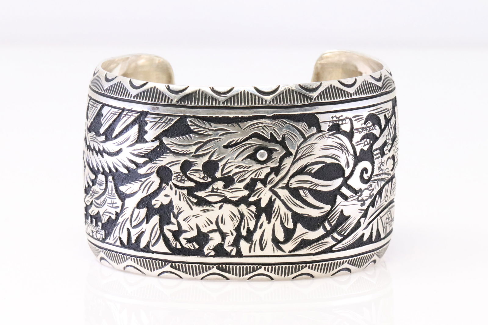 Native America Navajo Sterling Silver Historyteller Bracelet Cuff Bracelet By Richard Singer. (1 of 4)