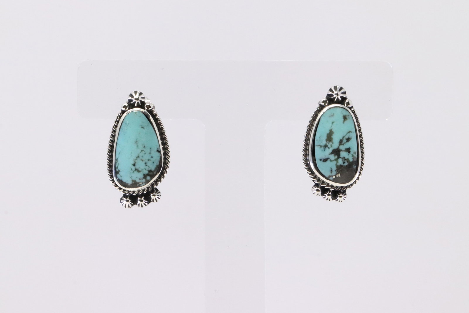 Native America Navajo Sterling Silver Turquoise Post Earring's By Sheena Jack.: This is a Native America Navajo Sterling Silver Turquoise Post Earring's By Sheena Jack.