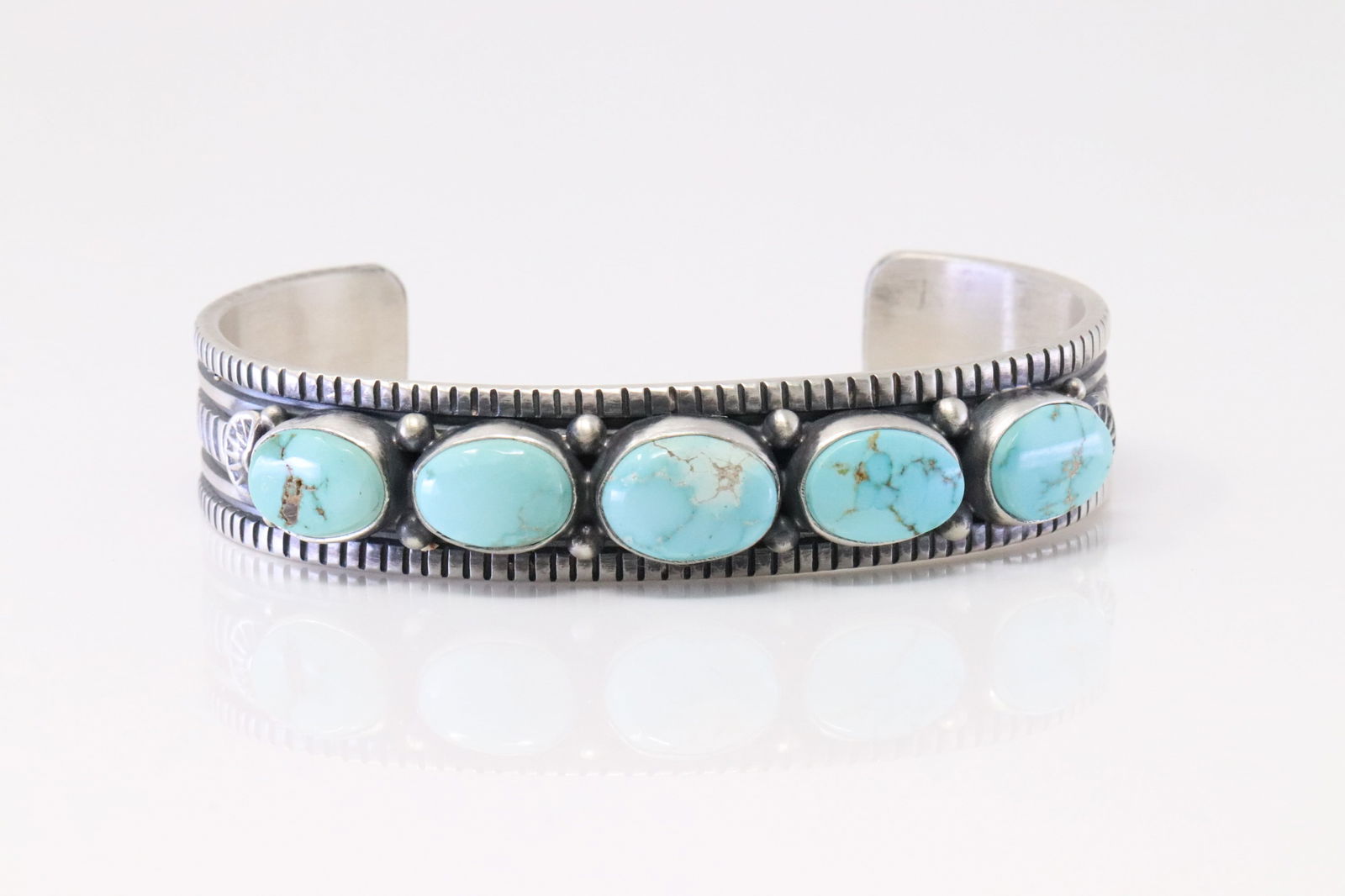 Native American Navajo Sterling Silver Number 8 Turquoise Bracelet Cuff By Francis. (1 of 4)