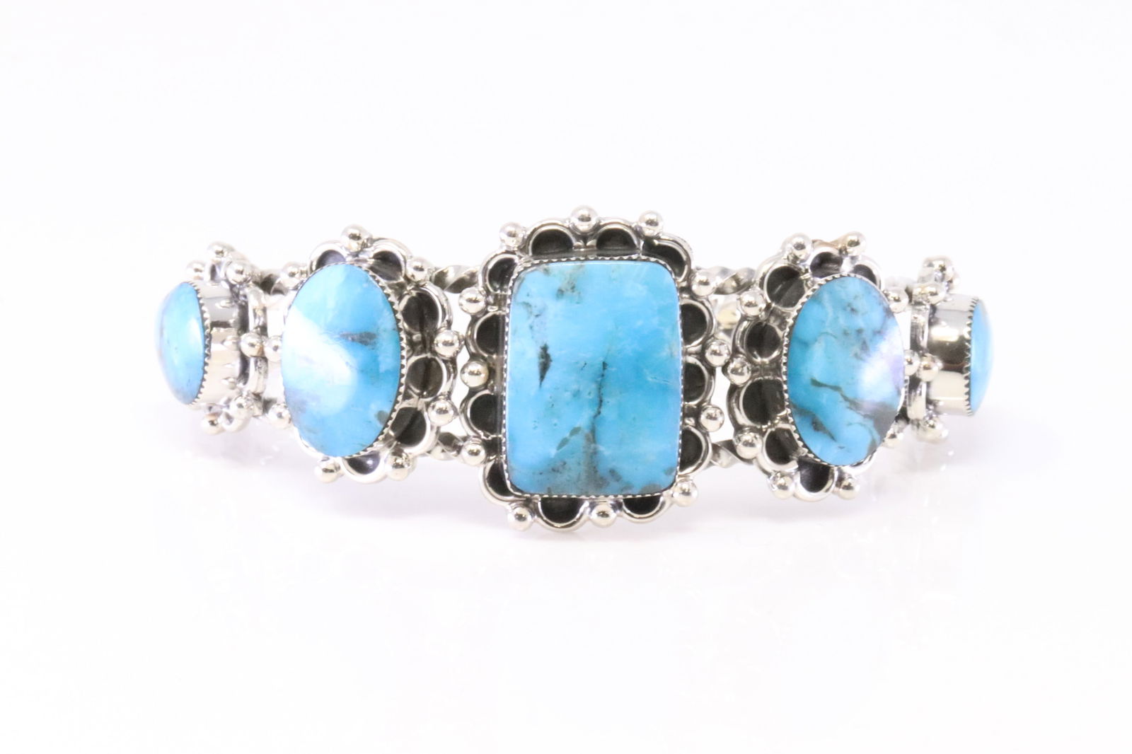 Native America Navajo Sterling Silver Turquoise Bracelet Cuff By Sheena Jack. (1 of 4)
