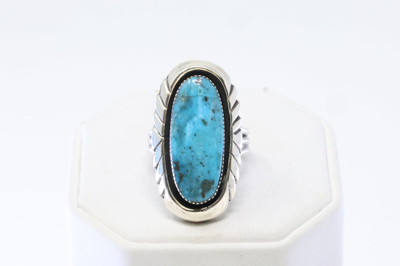 Native America Navajo Sterling Silver Turquoise Ring By Myra Benally.: This is a Native America Navajo Sterling Silver Turquoise Ring By Myra Benally. Ring size: 6.50.