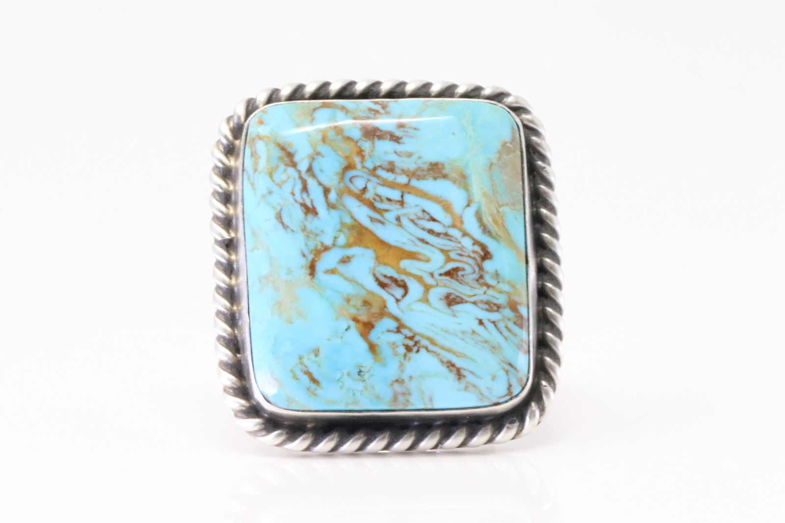 Native America Navajo Sterling Silver Kingman Turquoise Ring By Augustine Largo. (1 of 4)