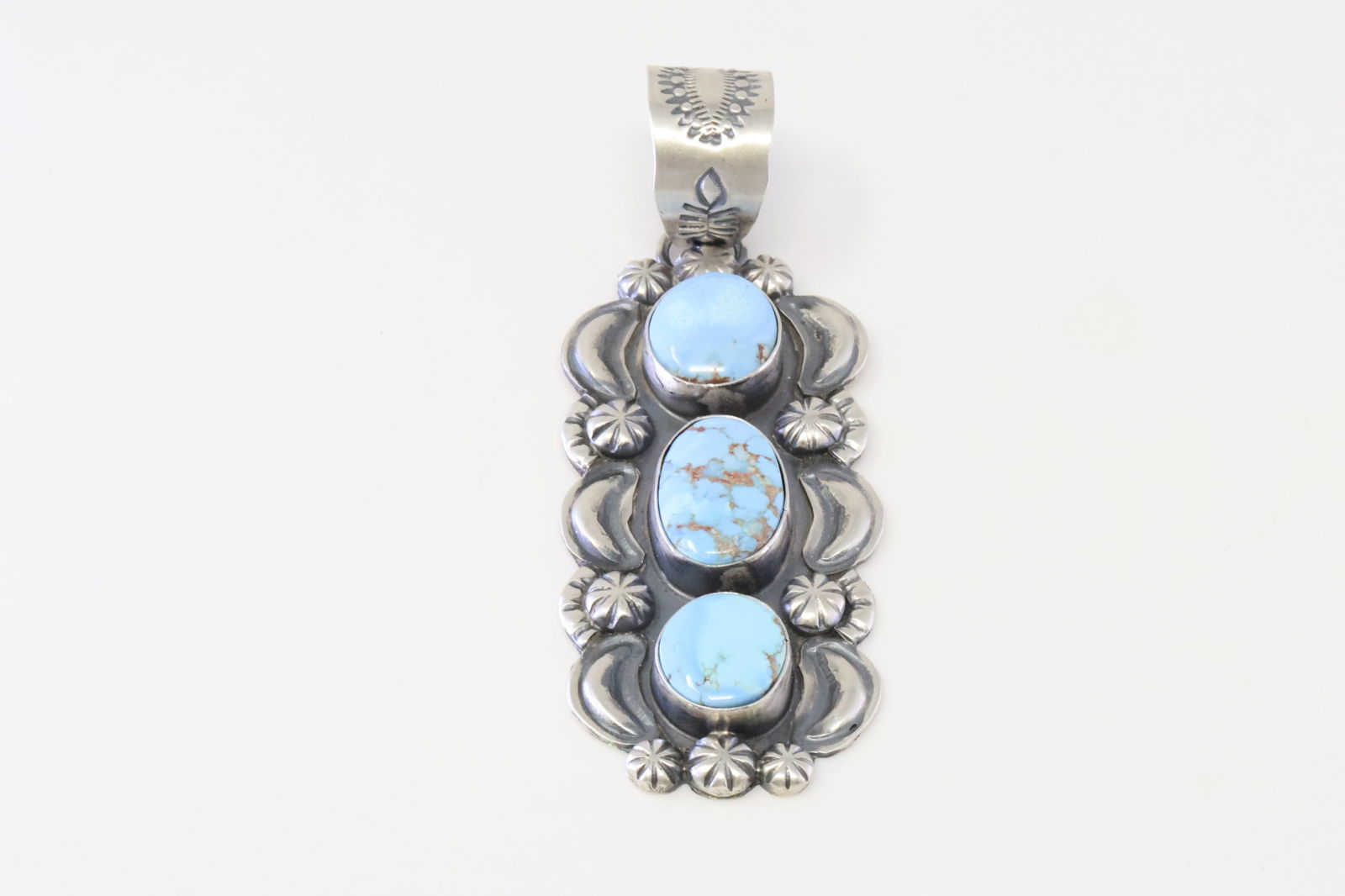 Native America Navajo Sterling Silver Golden Hills Turquoise Pendant By J.J.J. (1 of 3)