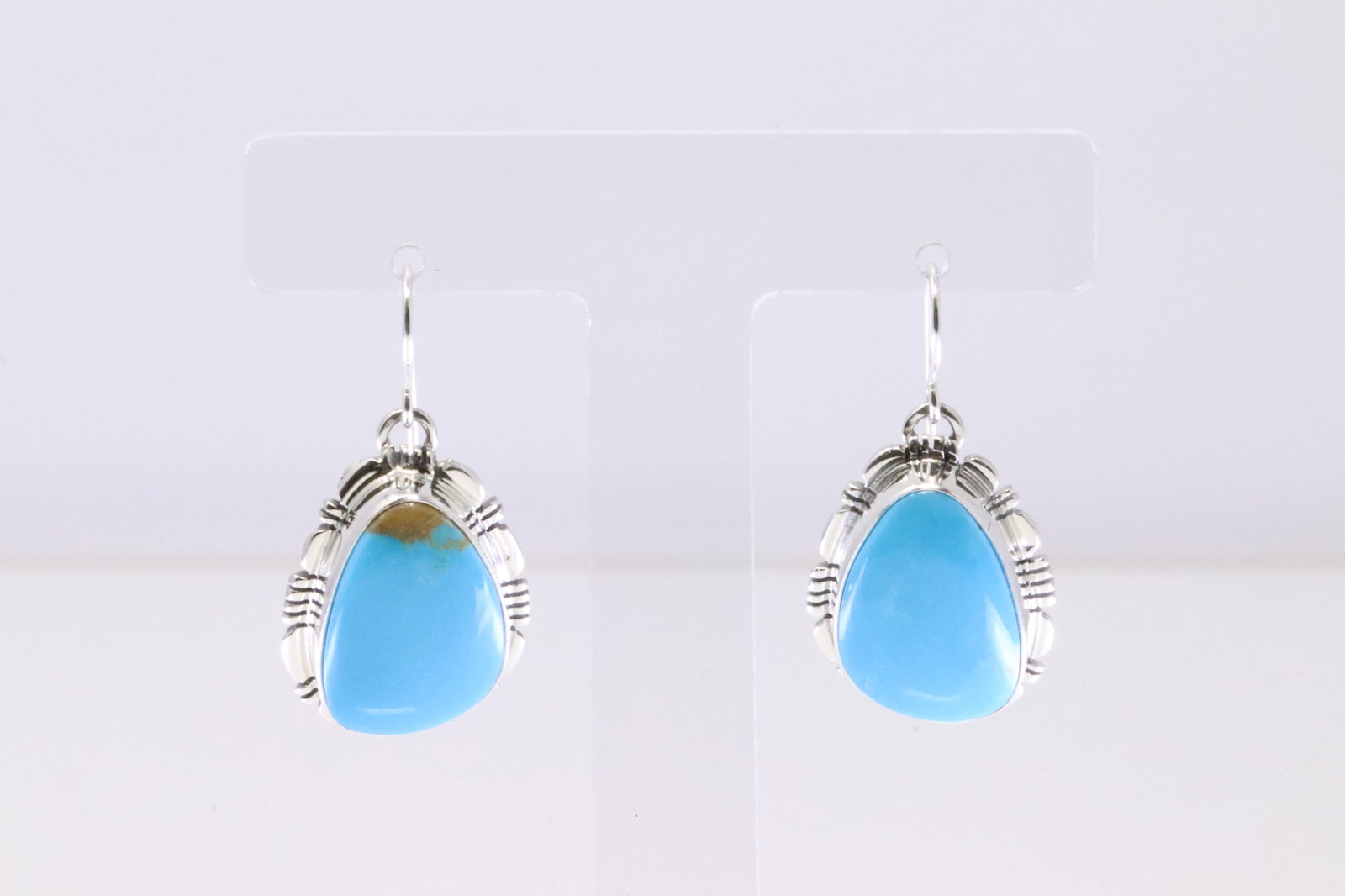 Native America Navajo Sterling Silver Turquoise Dangling Earring's By N.J. (1 of 4)