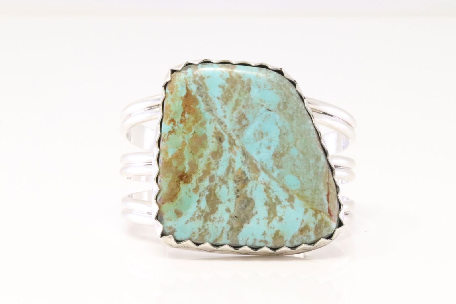 Native America Navajo Sterling Silver Number 8 Turquoise Bracelet Cuff By Danny Hinio. (1 of 4)