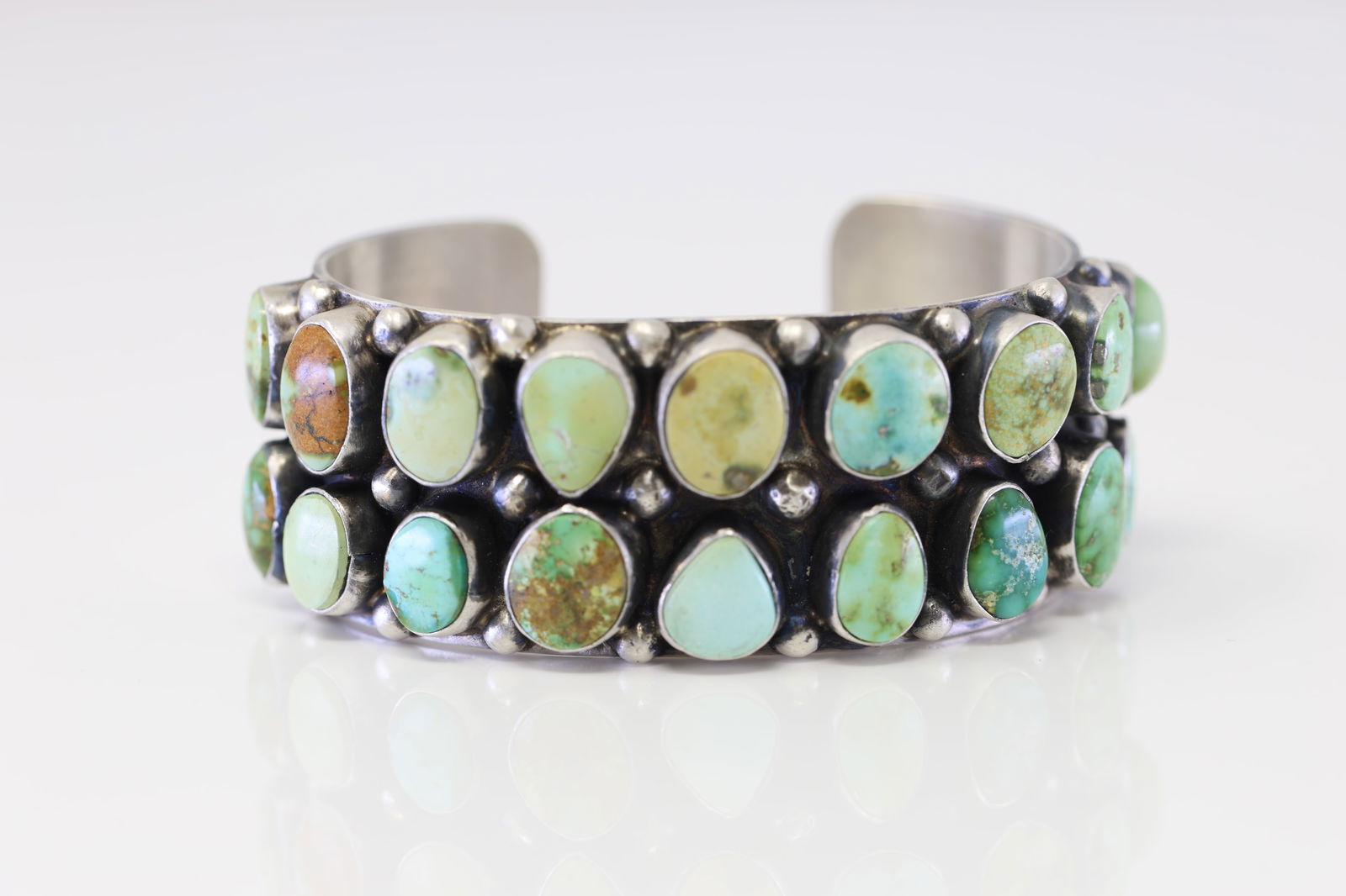 Native America Navajo Sterling Silver Sonora Gold Turquoise Bracelet Cuff By Bobby Johnson. (1 of 4)