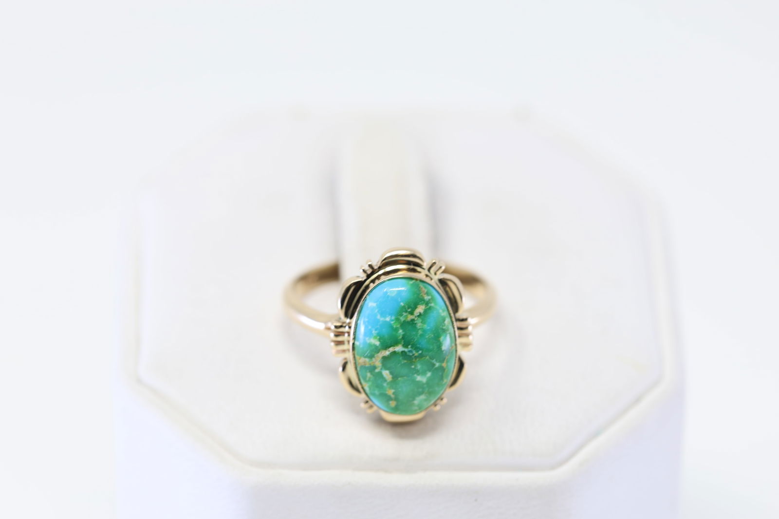 14Kt Native America Navajo Yellow Gold / Sonora Gold Turquoise Ring By Rick T. (1 of 5)