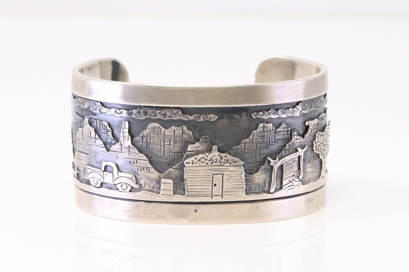 Native America Navajo Sterling Silver Storyteller Bracelet Cuff By Francis. (1 of 5)