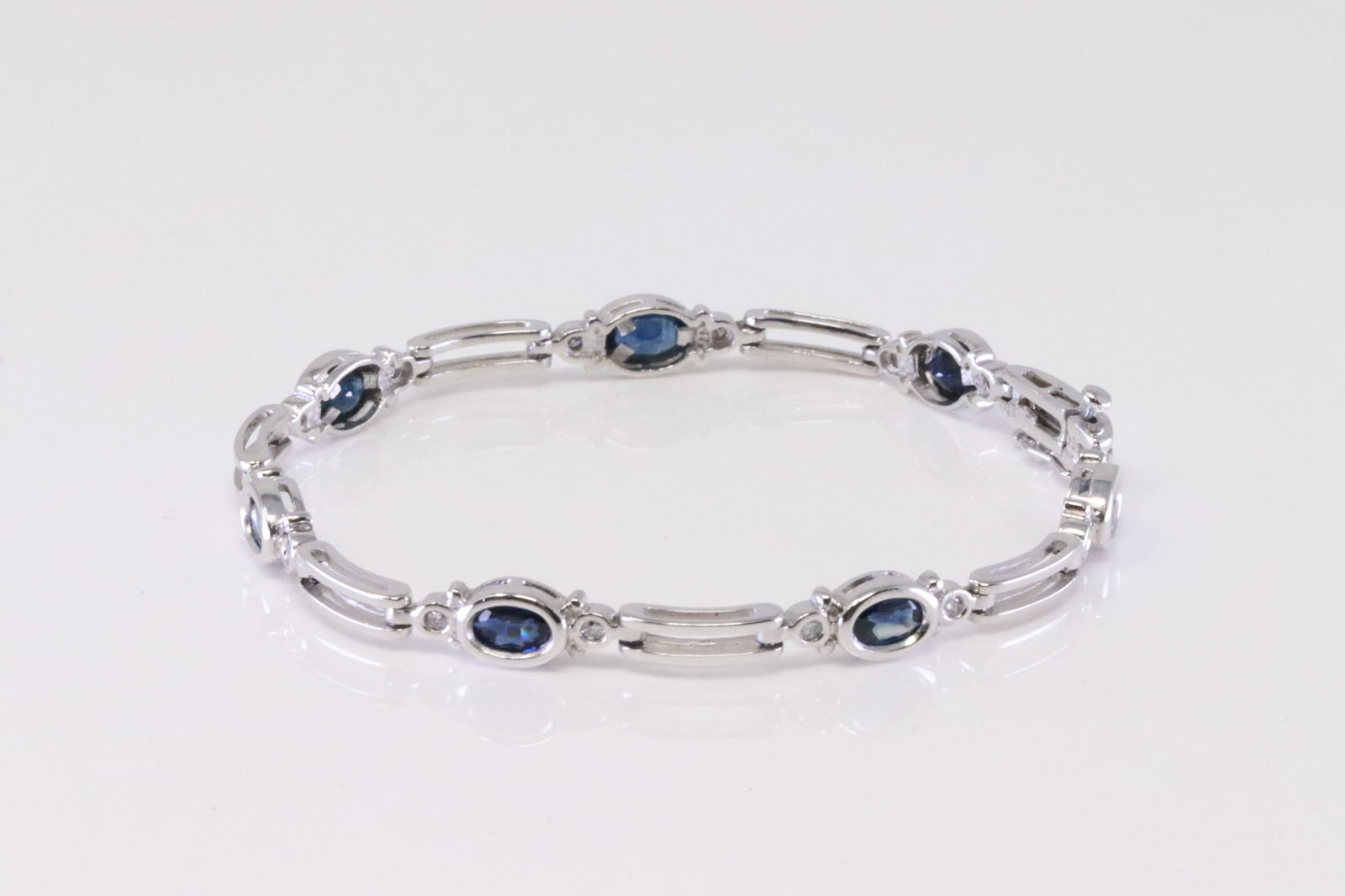 14Kt White Gold Sapphire Diamond Bracelet. 14Kt White Gold Sapphire Diamond Bracelet. (1 of 4)