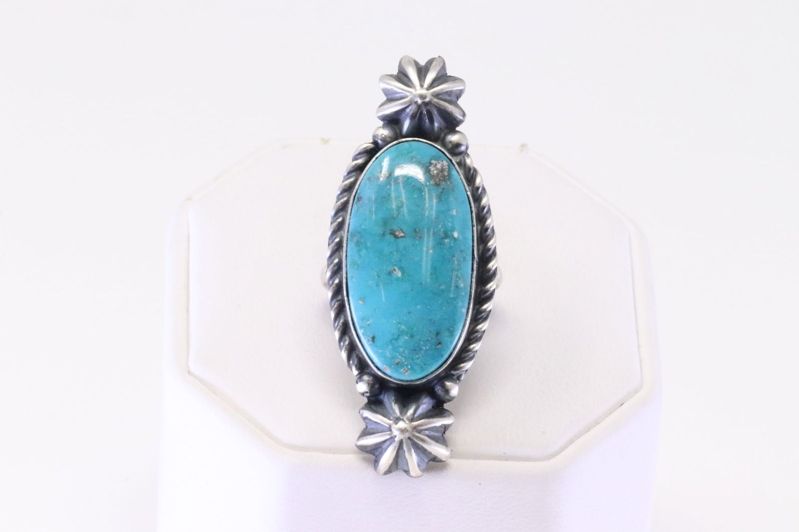 Native American Navajo Sterling Silver Turquoise Ring By Robert Shakey. (1 of 4)