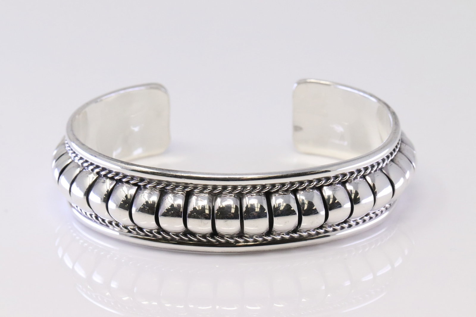 Native America Navajo Sterling Silver Bracelet Cuff By Manuel Johnson.: This is a Native America Navajo Sterling Silver Bracelet Cuff By Manuel Johnson.