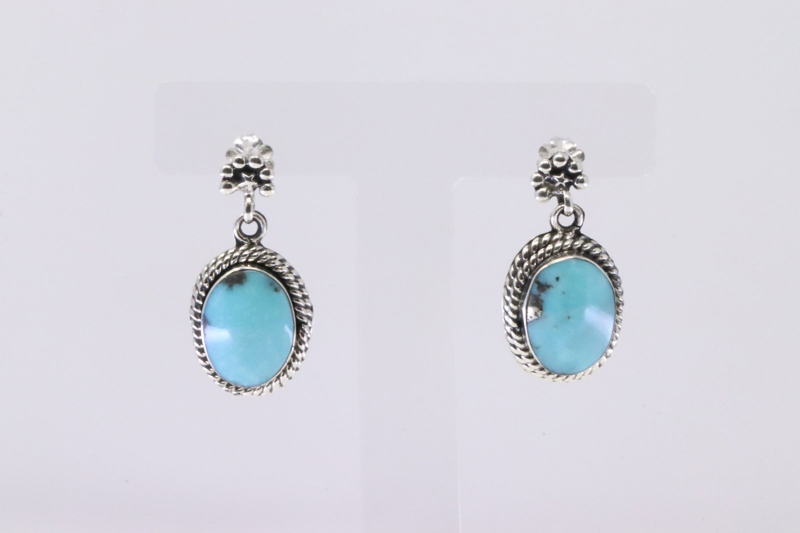 Native America Navajo Sterling Silver Turquoise Post Earring's By Sheena Jack.: This is a Native America Navajo Sterling Silver Turquoise Post Earring's By Sheena Jack.