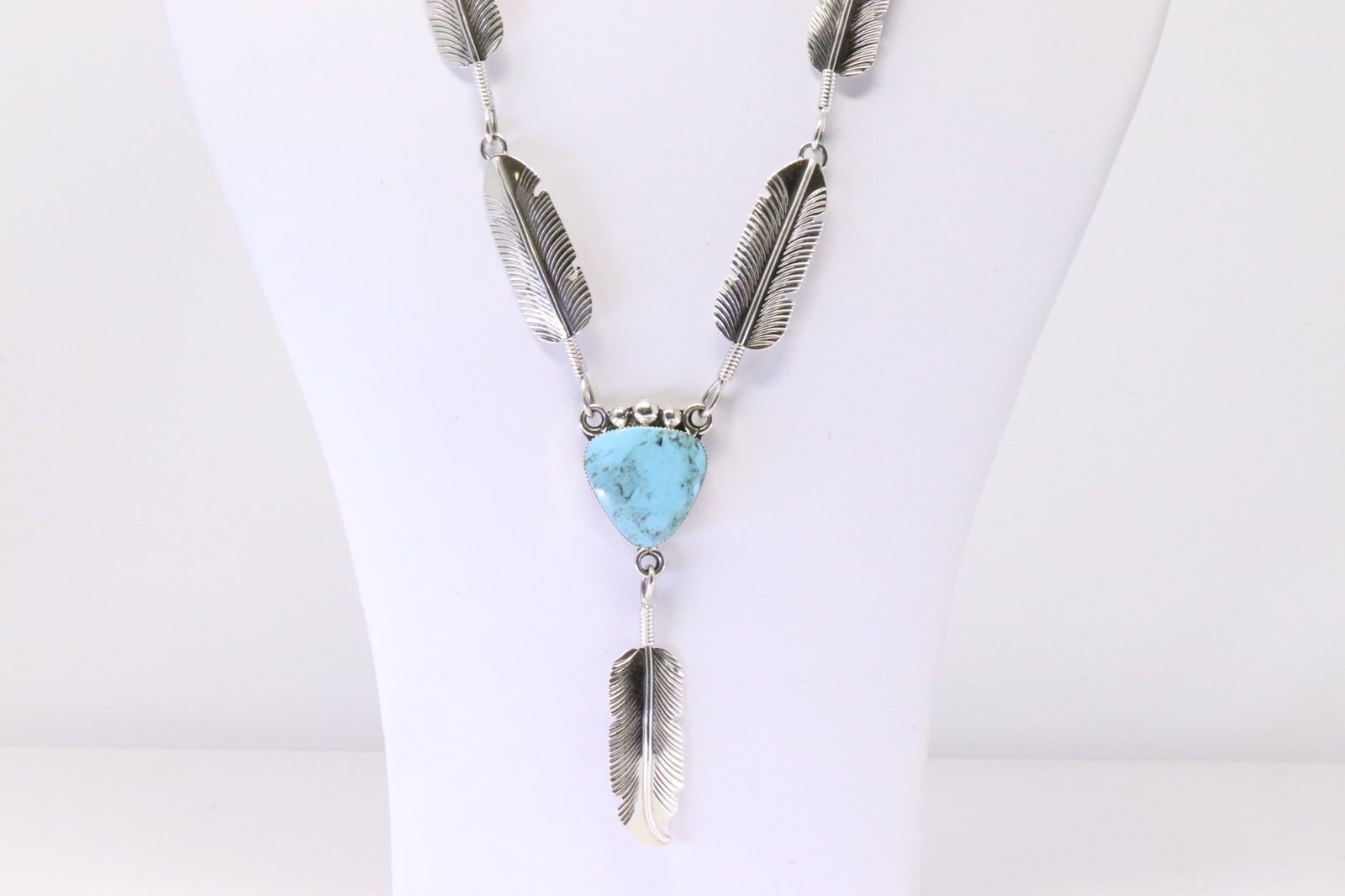 Native American Navajo Sterling Silver Turquoise Necklace By Gilbert Smith. (1 of 4)