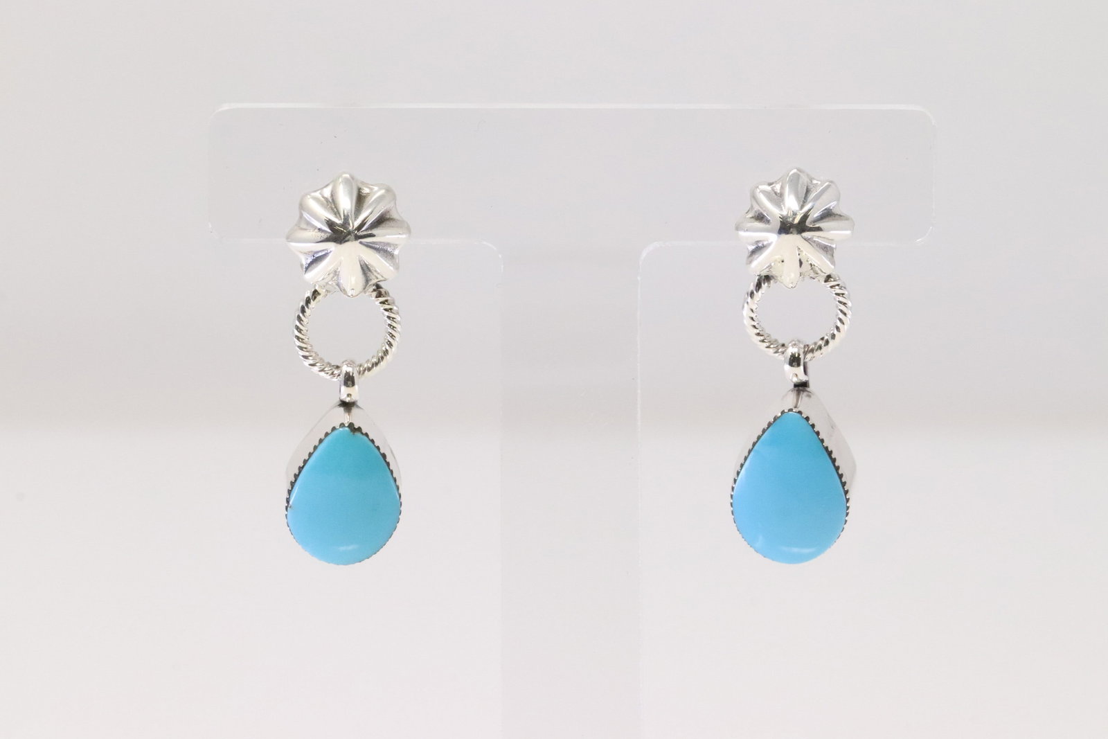 Native America Navajo Sterling Silver Turquoise Post Earring's By Sheena Jack.: This is a Native America Navajo Sterling Silver Turquoise Post Earring's By Sheena Jack.