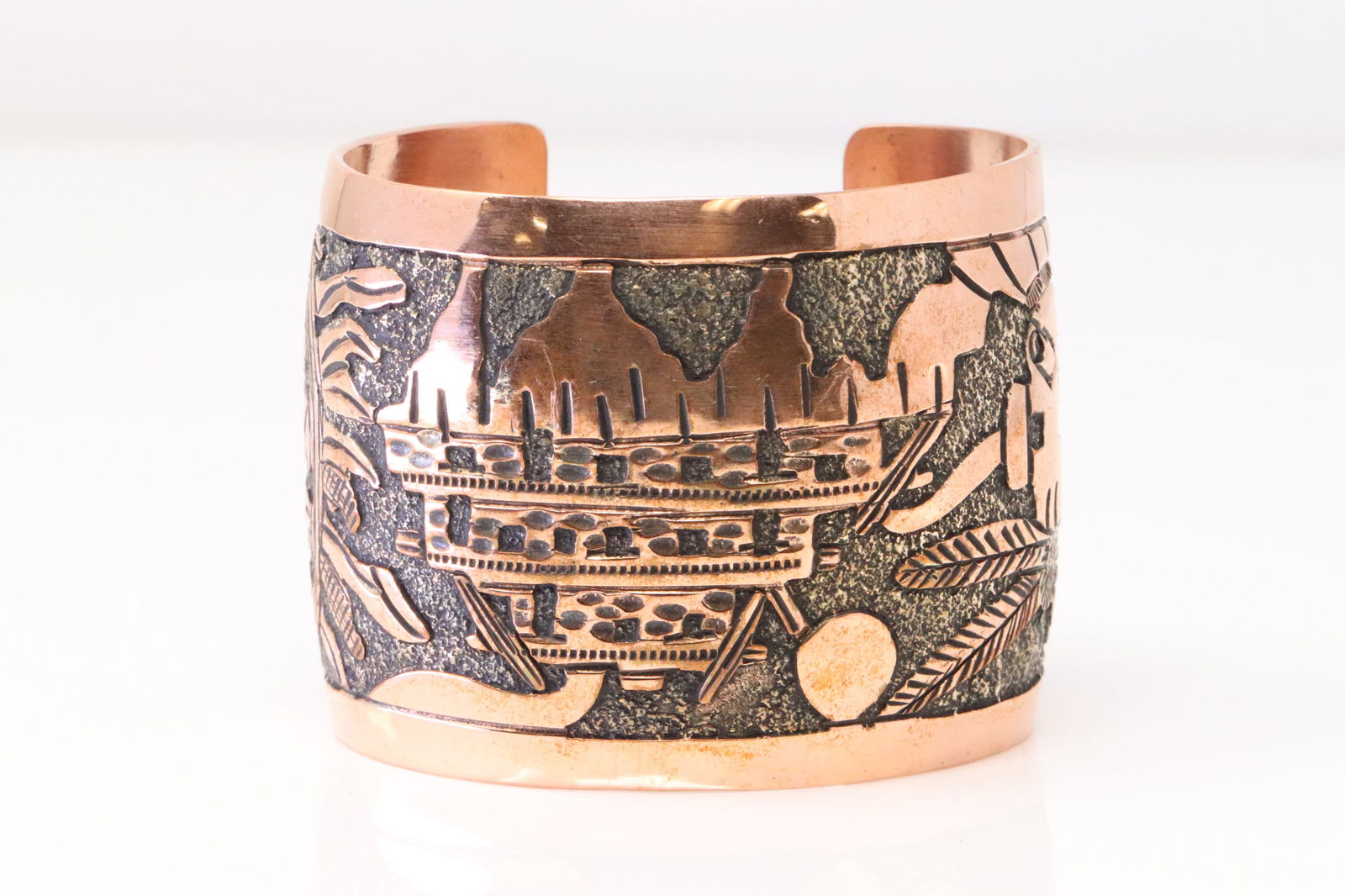 Native America Navajo Sterling Silver Copper Bracelet Cuff By Elaine Becenti. (1 of 4)